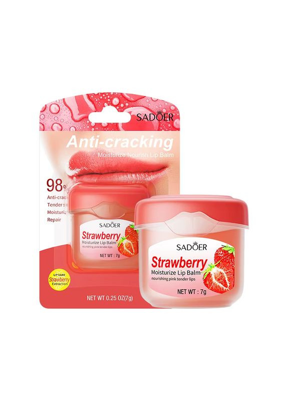 Зволожуючий та живильний бальзам для губ з полуницею Strawberry Lip Balm 7 г SADOER (365267737)