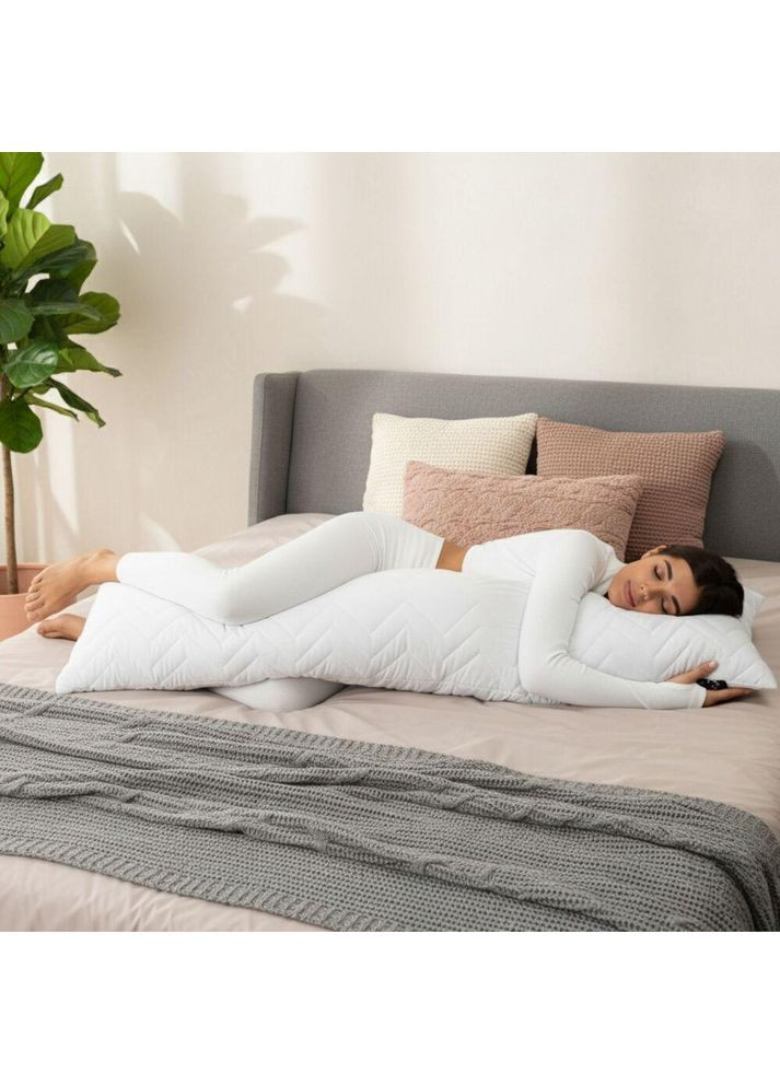 Подушка для тела сна отдыха NORDIC+ 40х140 см антиаллергенная длинная белая холлофайбер с молнией IDEIA (342128409)