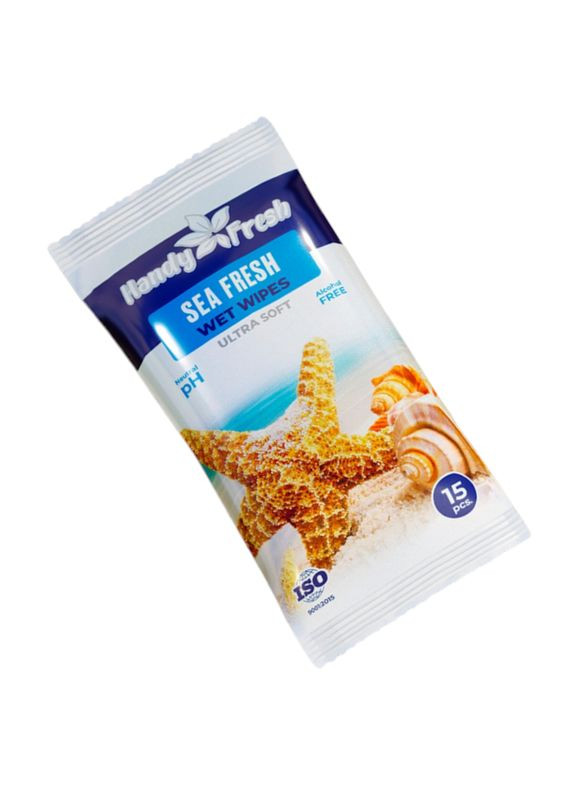 Вологі серветки Sea Fresh 15 шт. ФІБРОТЕКС 0151 Handy Fresh (334731852)