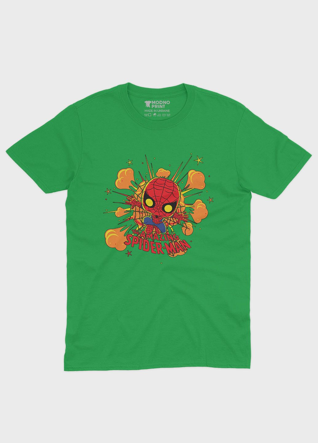 Зеленая демисезонная футболка для девочки с принтом супергероя - человек-паук (ts001-1-keg-006-014-056-g) Modno
