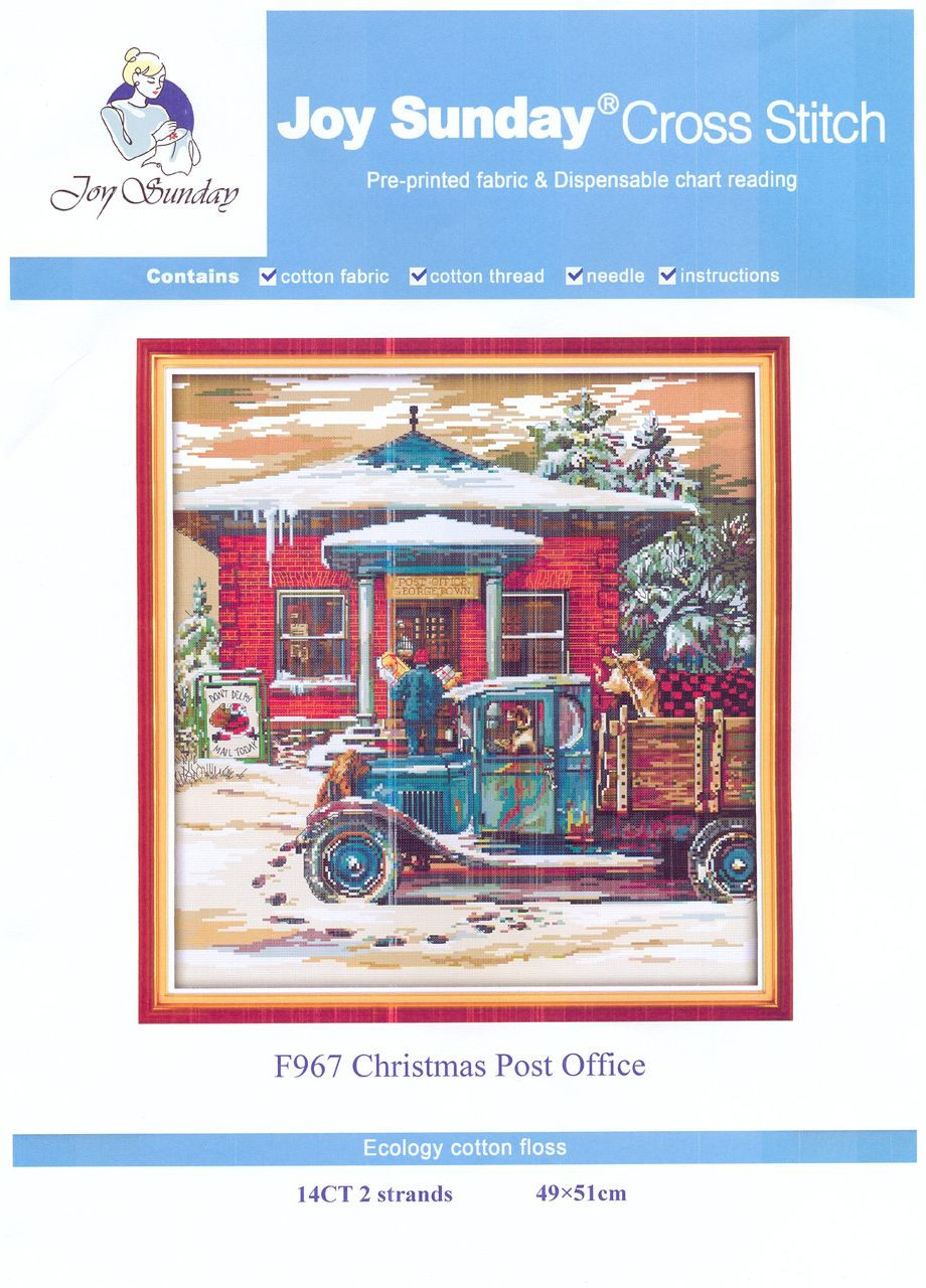 Набір для вишивання хрестиком за нанесеною на канву схемою "Christmas Post Office". AIDA 14CT printed, 49*51 см Joy Sunday (313614527)