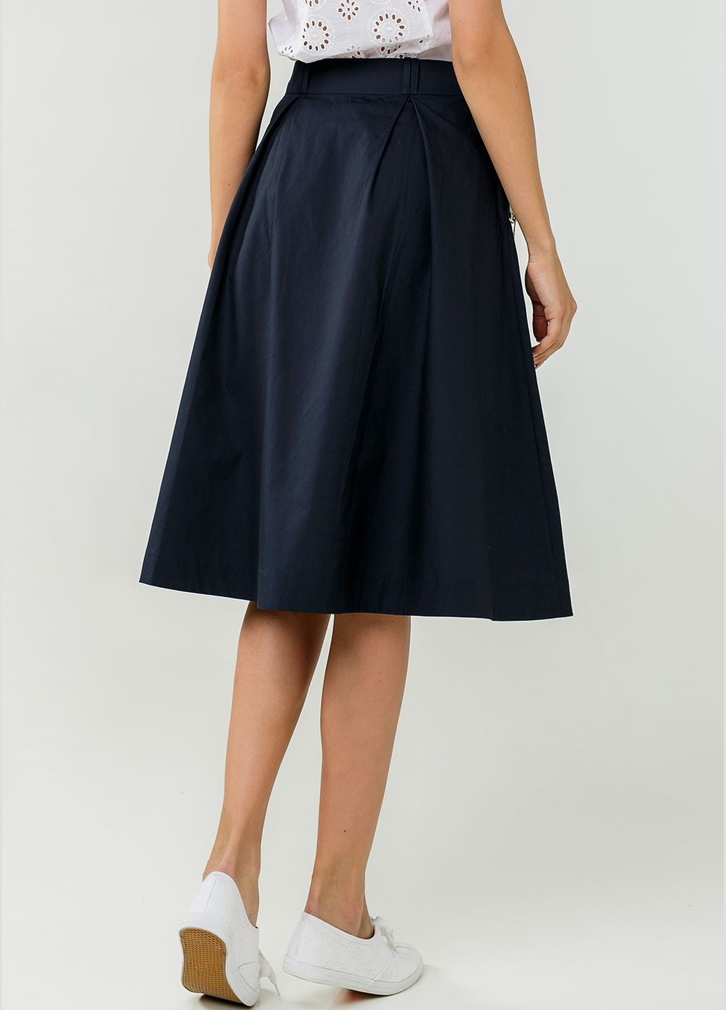 Темно-синяя кэжуал однотонная юбка миди темно-синего цвета ORA