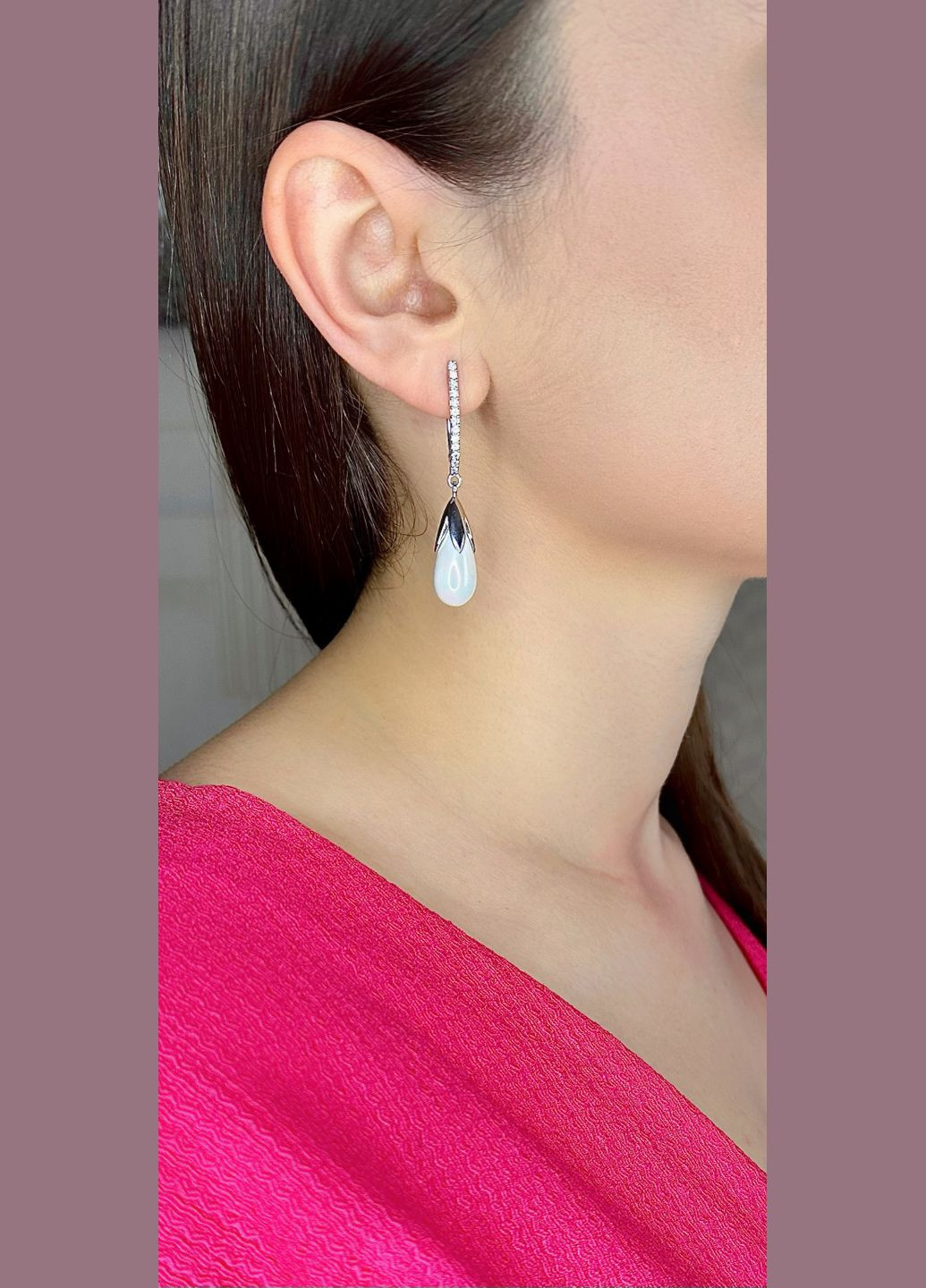 ✨ Серебряные серьги с перламутром и кубическим цирконием покрыты родием - воплощение нежности и изысканности 💎 Family Jewelry House (345749232)