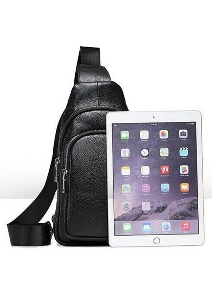 Чоловіча сумка через плече із зернистої шкіри з кишенями Vintage чорна (sku_20242) No Brand (328922580)