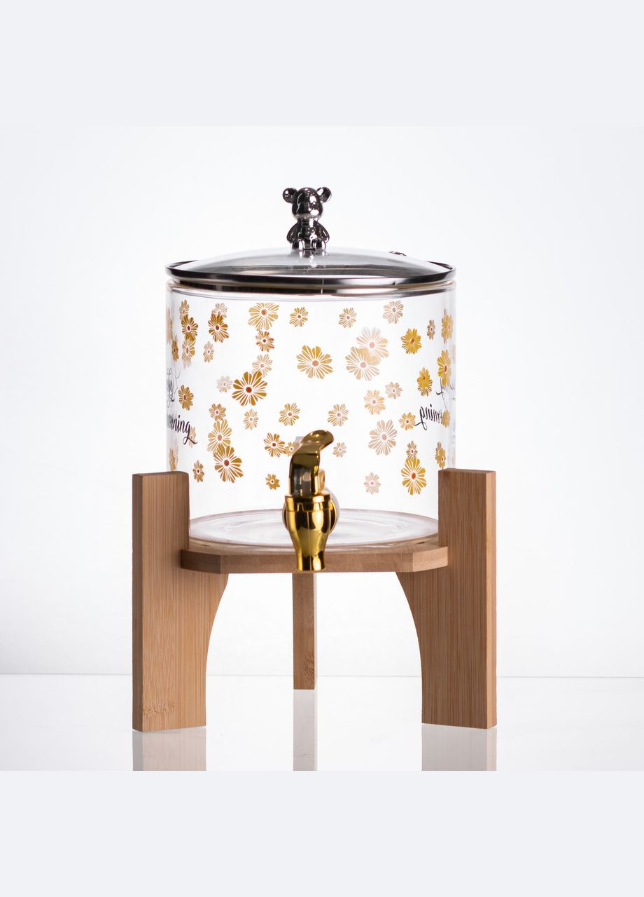 Лимонадниця з краном на дерев'яній підставці 2.6 л скляна Yiwu (354203249)