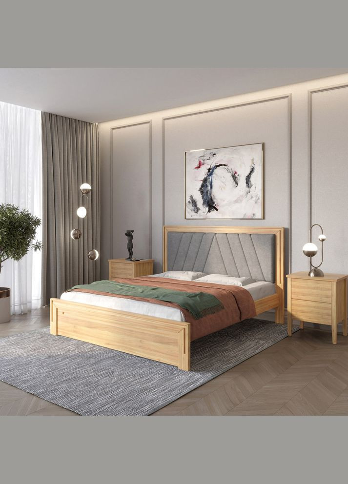 Односпальная деревянная кровать Торонто Т2/Аляска 93 (серый) 80х190 см (MBG-10027) Mebigrand (366085713)