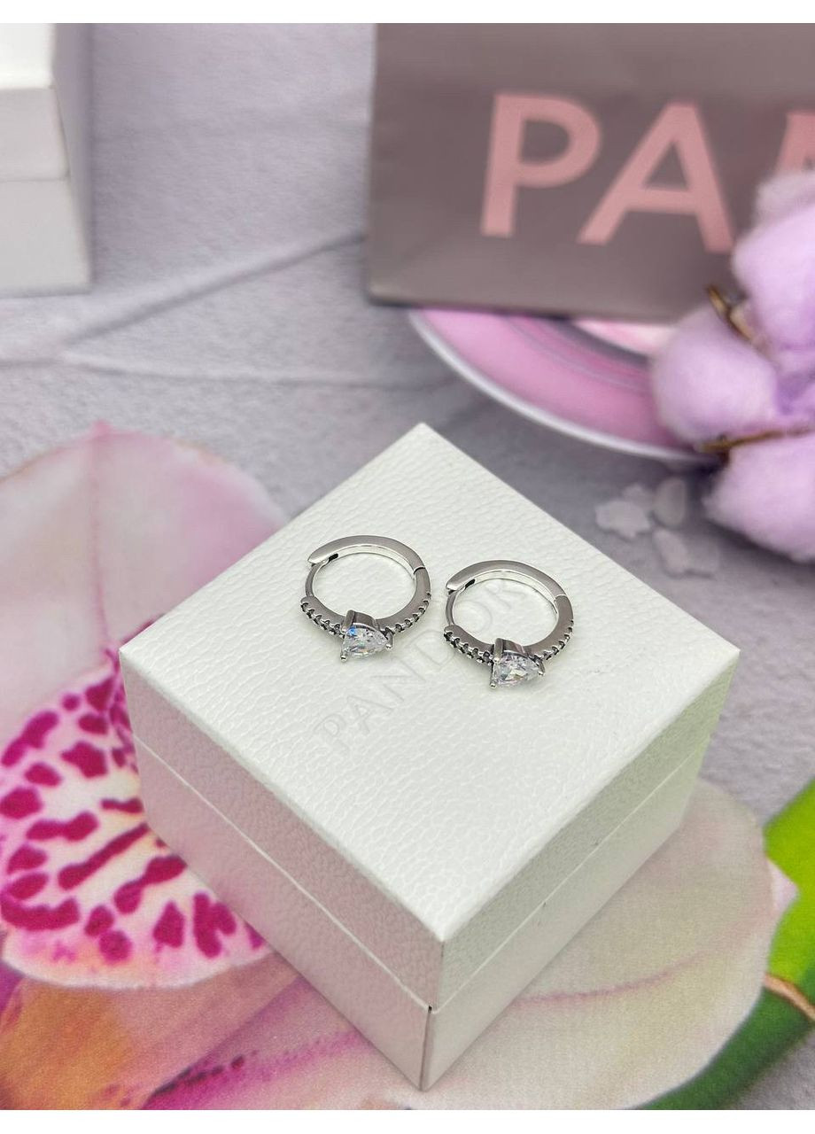 Срібні сережки "Сяюче серце" Pandora Пандора 293101C01 No Brand (363028383)