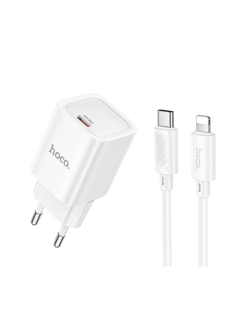 Мережевий зарядний пристрій single port PD30W charger set (C to iP) (EU) White Hoco C148A Charm (368698152)
