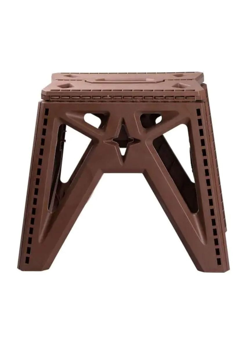 Пластиковая складная табуретка туристическая коричневая легкий раскладной стул для кемпинга и отдыха ProDobro (364189495)