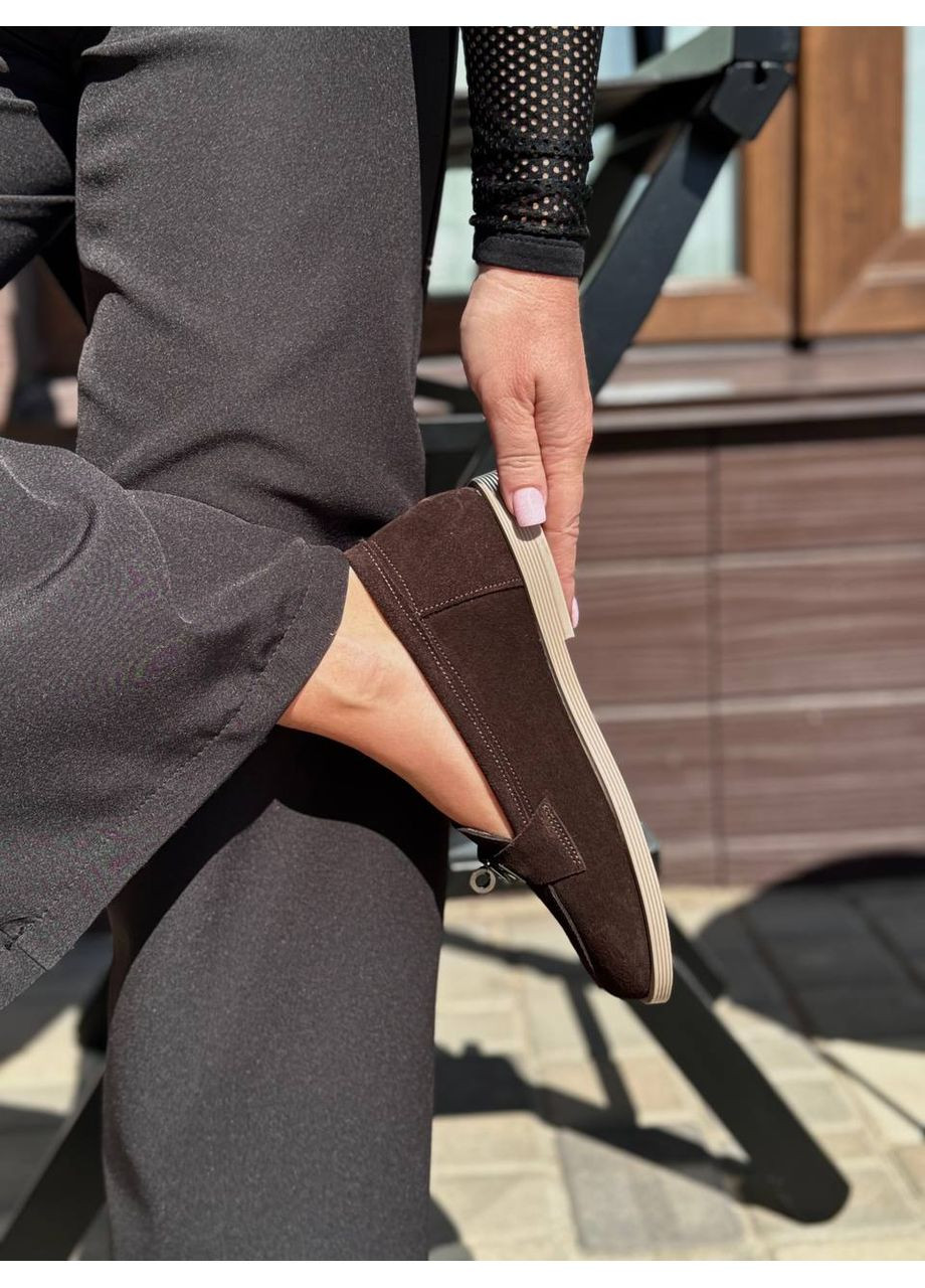 No Brand Элегантные женские лоферы темно-коричневый з натуральная замша, — демисезон (361146568)