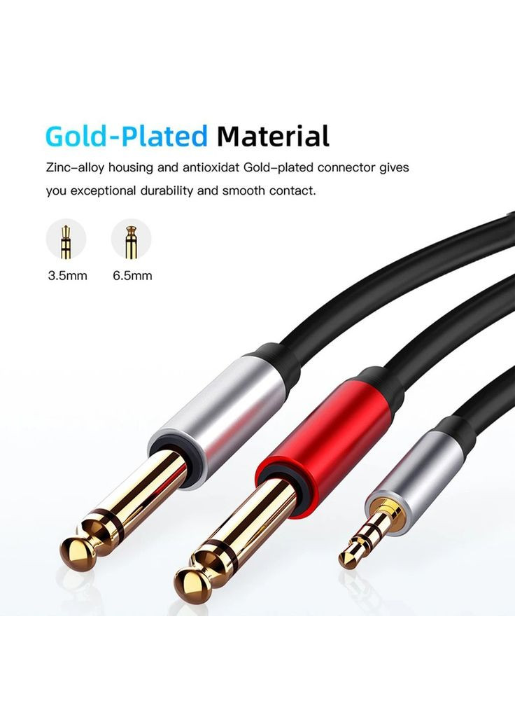 Аудиокабель Twin Male 2×6.35 мм Mono Jack — 3.5 мм Stereo Jack | 1.8 м | Чёрный China (348472480)