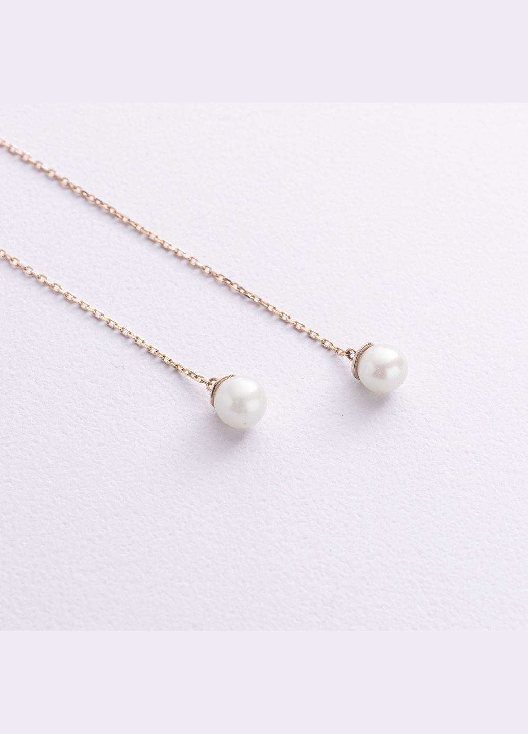 Серьги протяжки с жемчугом (желтое золото) с09071 Oniks (293061881)