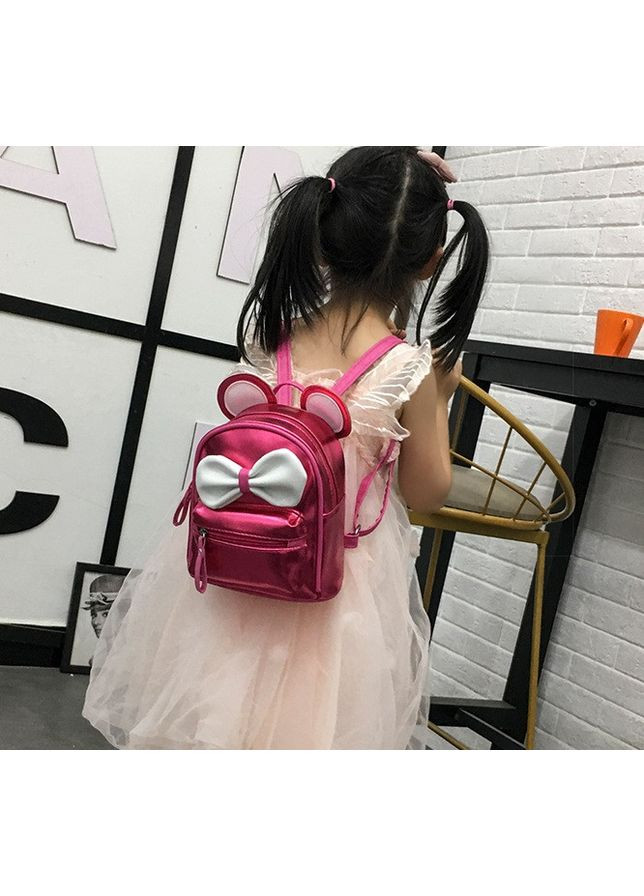 Мік рюкзак для дівчаток Міккі Маус з вушками і бантиком блискучий малиновий No Brand (351536789)