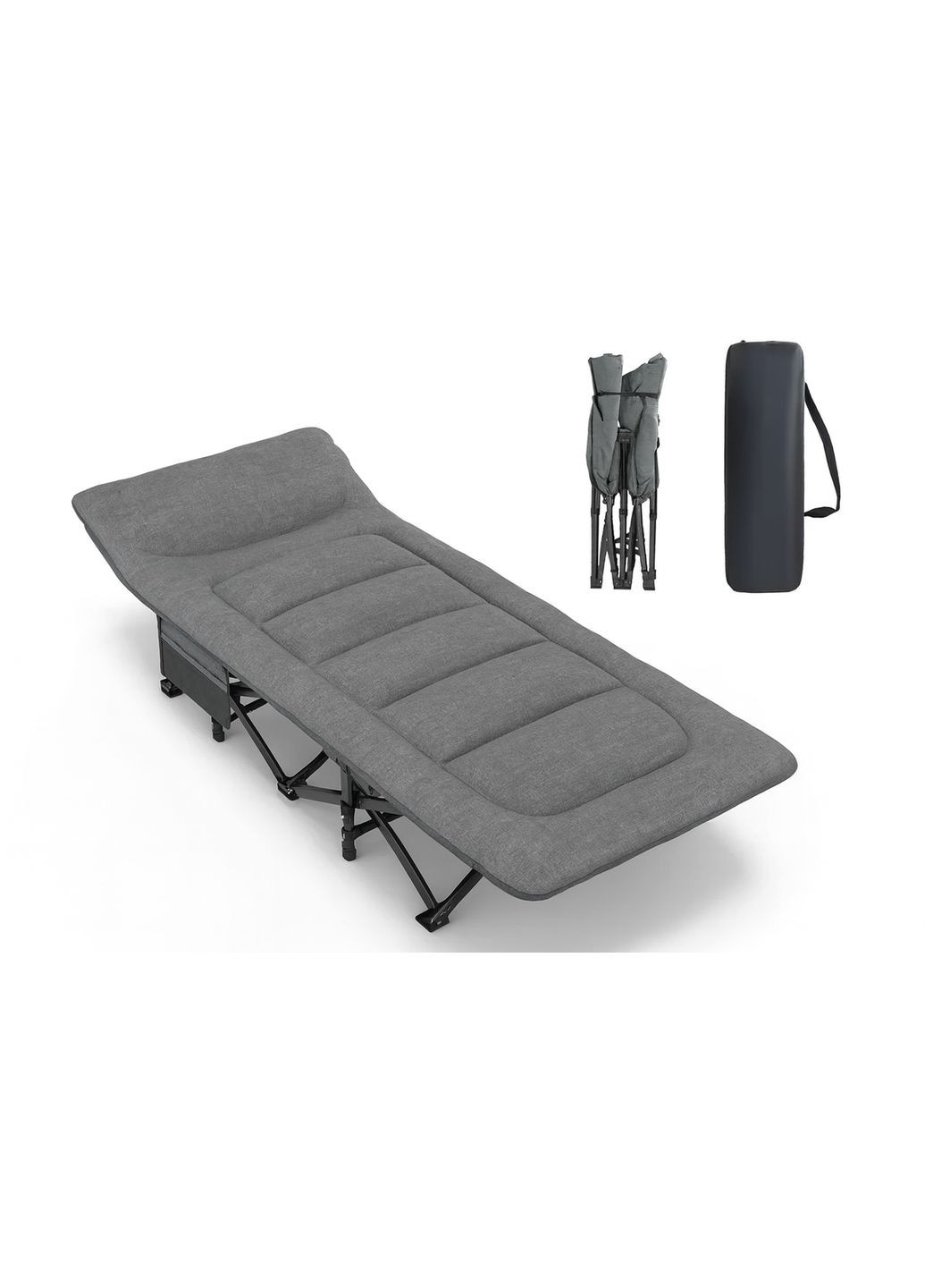 Комфортная туристическая походная раскладушка со встроенным матрасом Grey (LB-CC-K1-GRY) LEOBRO (361149502)