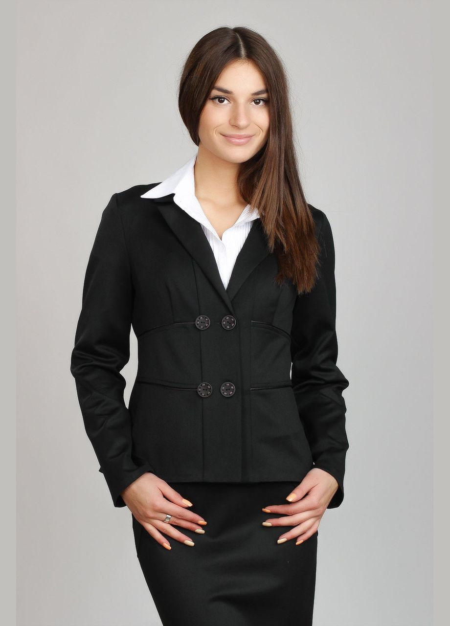 Черный женский деловой жакет без подкладки ж06 2 Льва - демисезонный