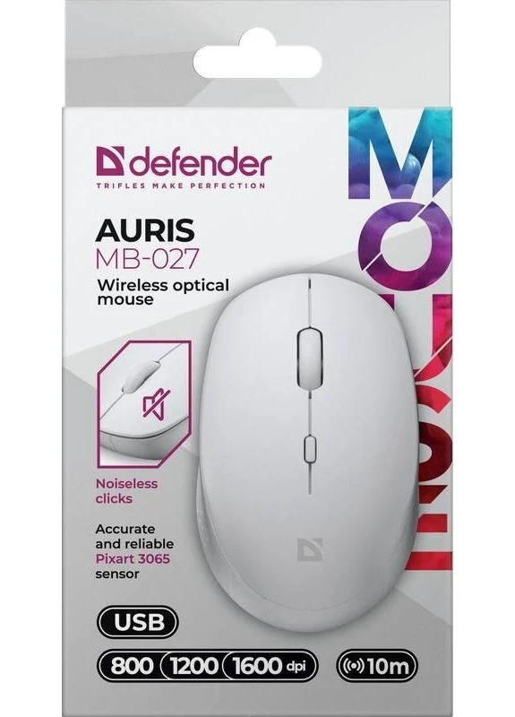 Мышь Auris MB-027 Silent Wireless White (52028) Defender (396673184)