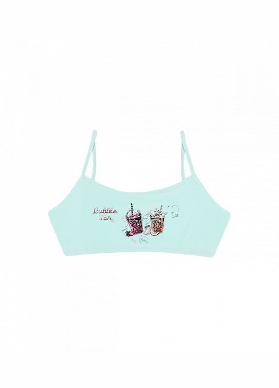 Светло-бирюзовый подростковый топ с принтом bubble tea Donella хлопок