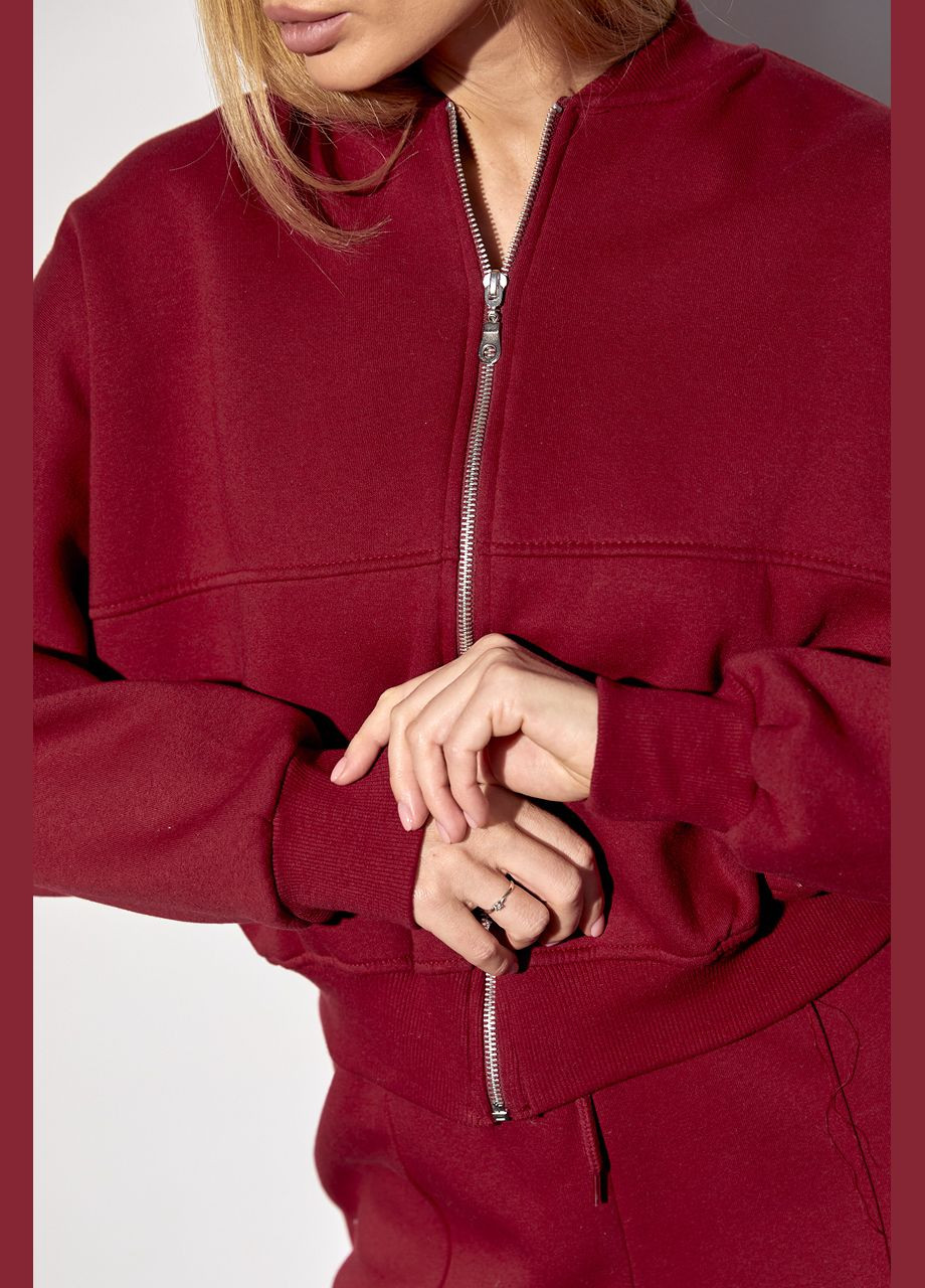 Утепленный женский спортивный костюм с бомбером и штанами - красный Lurex (289060826)