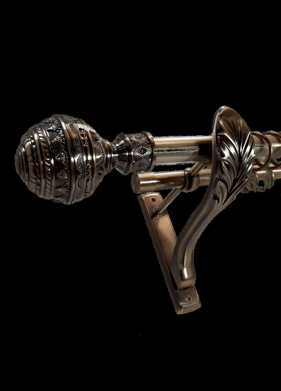 Карниз для штор Гоа металлический двухрядный ретро гладкая труба кольцо металлическое Антик 25\19 мм 200см ORVIT (299334703)