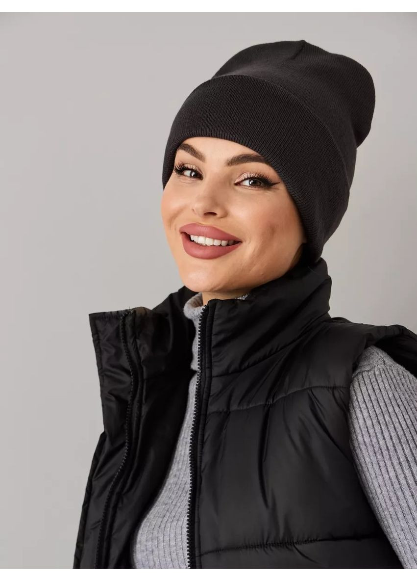 Молодежная двухслойная шапка бини лонг No Brand Шапка біні лонг лопата (362411543)