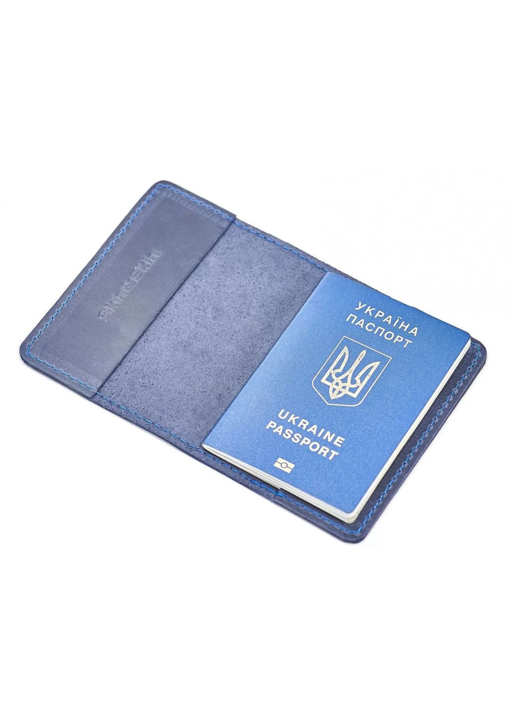 Шкіряна обкладинка для паспорта синя Skin and Skin (285260735)