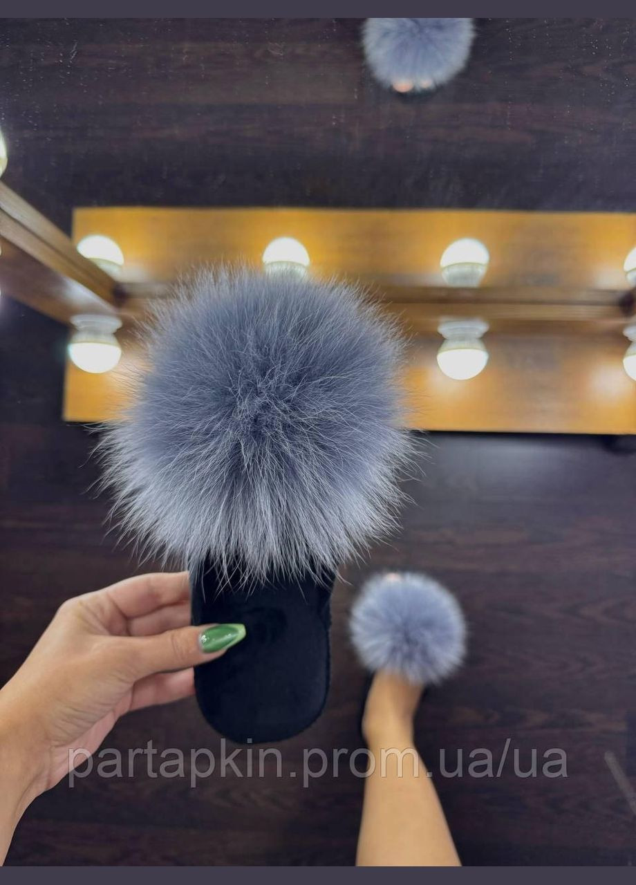 Тапочки жіночі для ламінату з натуральним хутром паркетні No Brand (365963295)