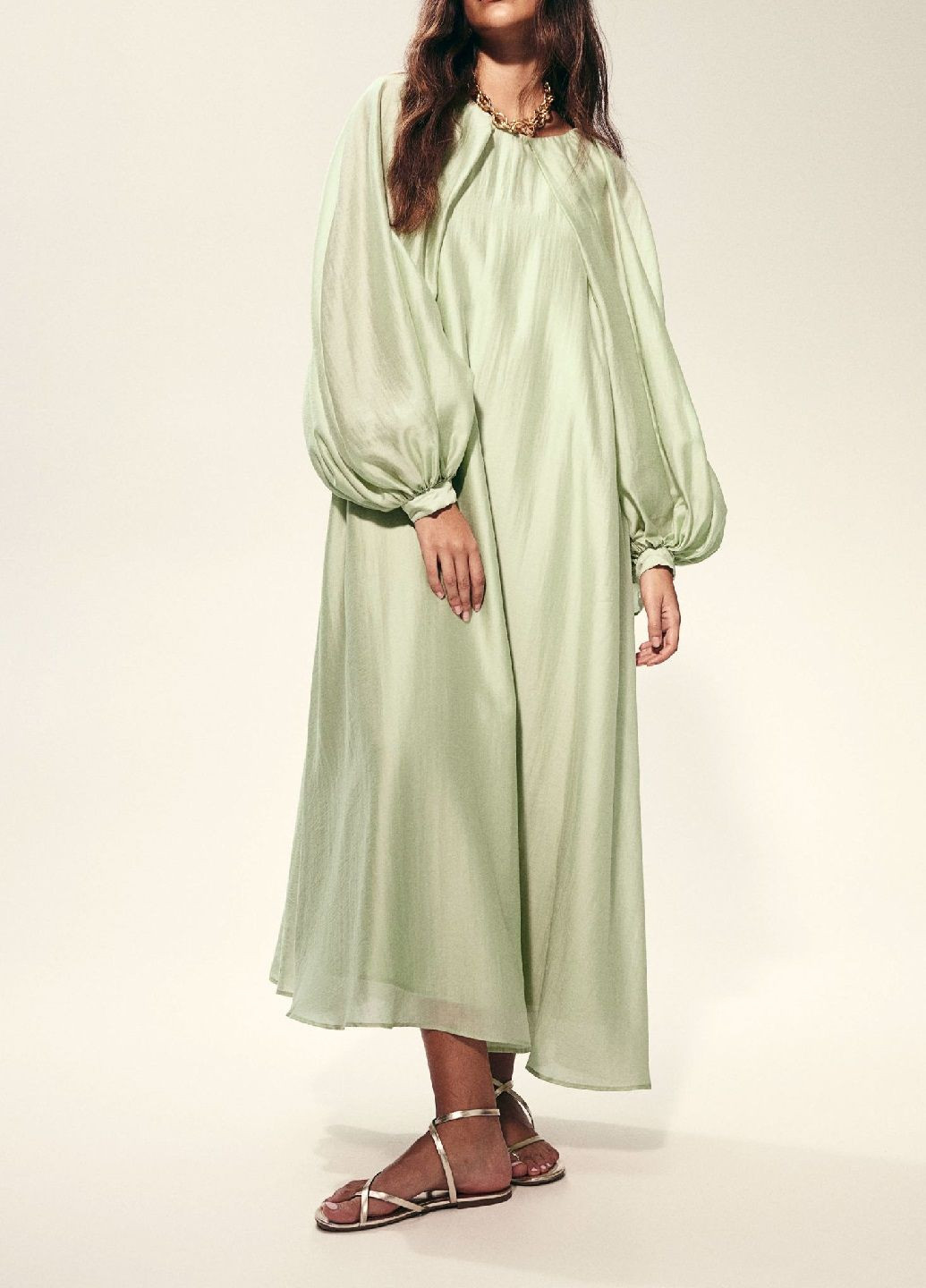 Светло-зеленое праздничный платье H&M однотонное