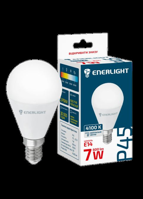 Лампа светодиодная P45 7Вт 4100K E14 Enerlight (333034462)