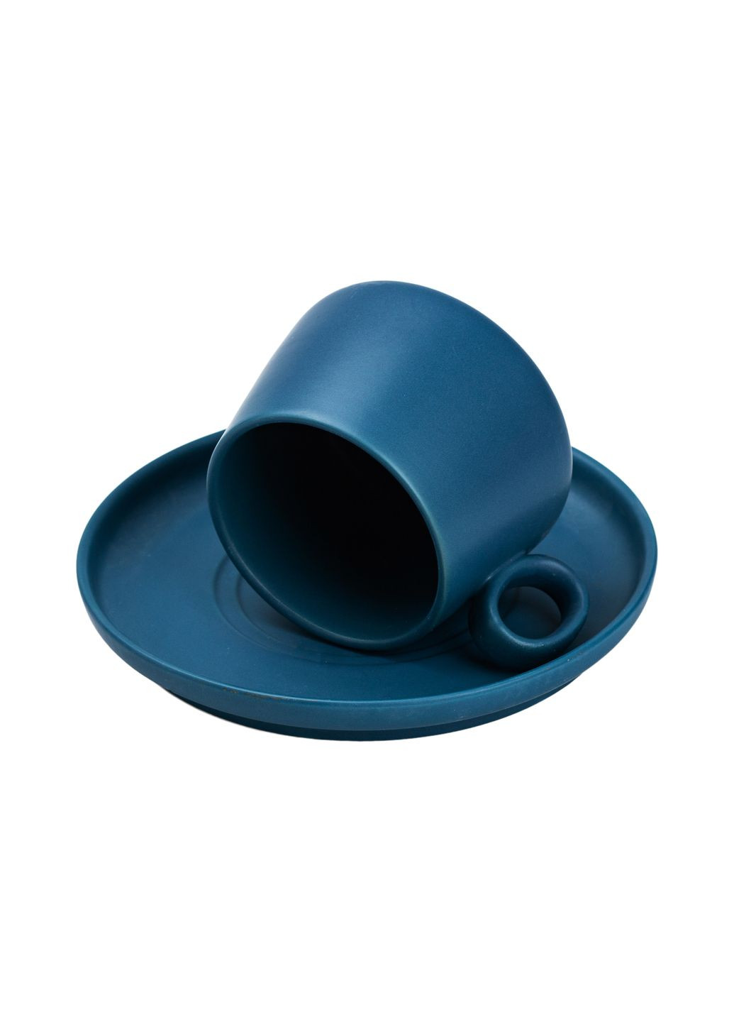 Кружка с блюдцем в нордическом стиле керамическая 300 мл, Happy Life (323210961)