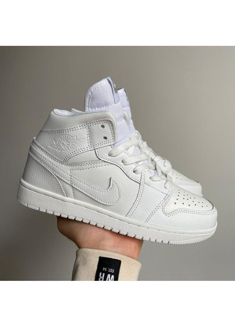 Белые демисезонные кроссовки мужские nike air jordan 1 retro high full white v2 найк аир джордан No Brand