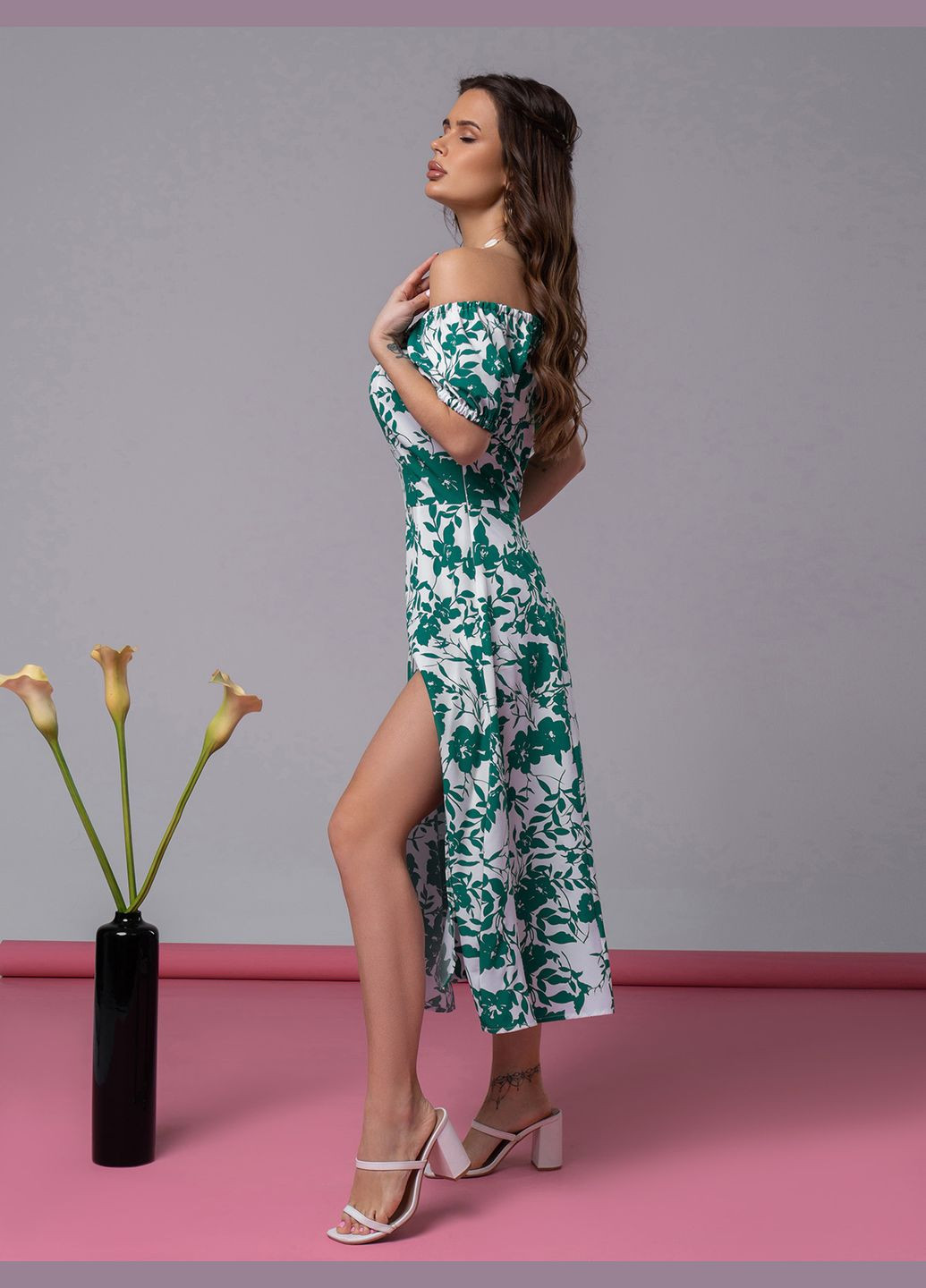 Зеленое повседневный платья ISSA PLUS с цветочным принтом