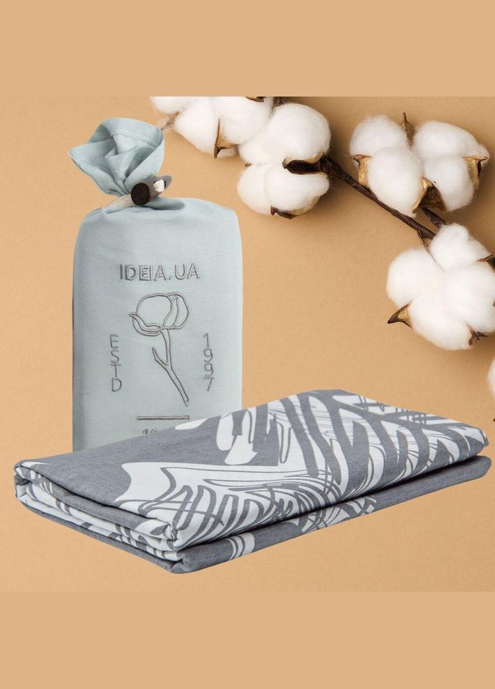 Підковдра 200х220 см, бязь, бавовна, натуральна тканина, сіра, в індивідуальній упаковці IDEIA (342128486)