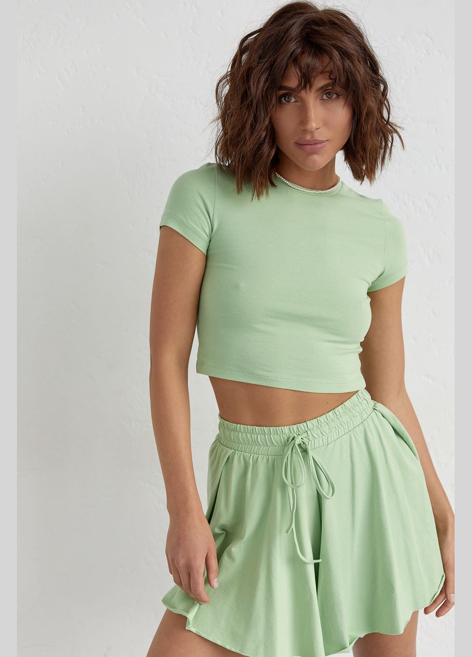 Трикотажний жіночий комплект з футболкою та шортами Liton (296909075)