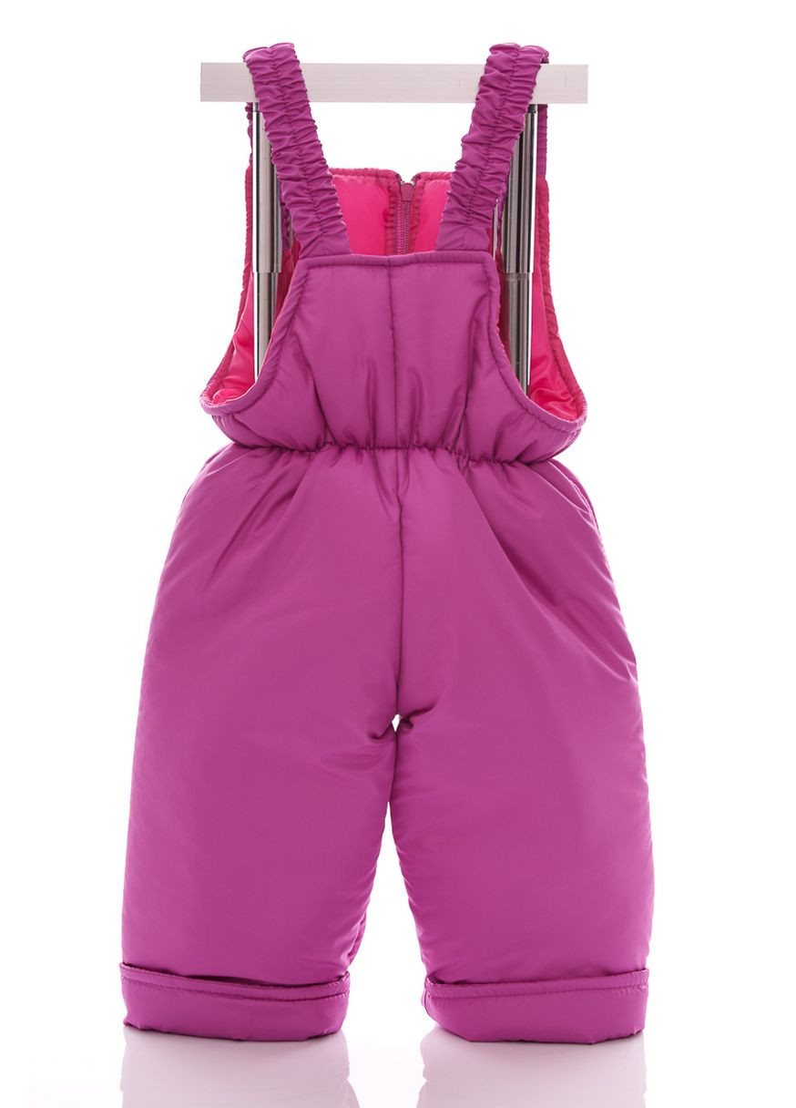 Рожевий зимній комбінезон на синтепоні для дівчинки з принтом абстракції нуль підстібка рожевий білий з чорним хутром 86 см (50725) BABYKROHA