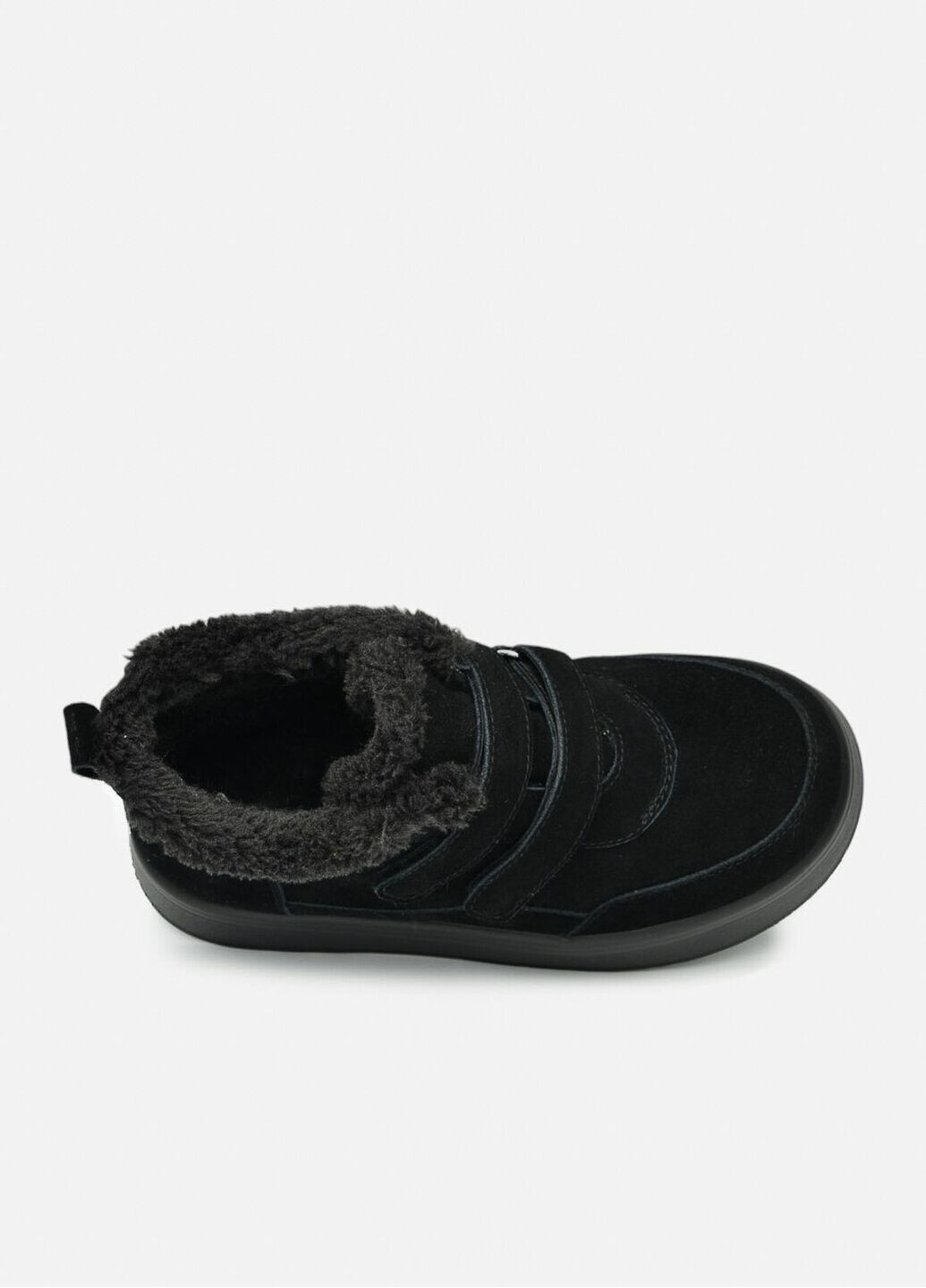 Жіночі короткі зимові чорні замшеві черевики на двох липучках на високій підошві (відшив 3 дні) Paradize (368974310)