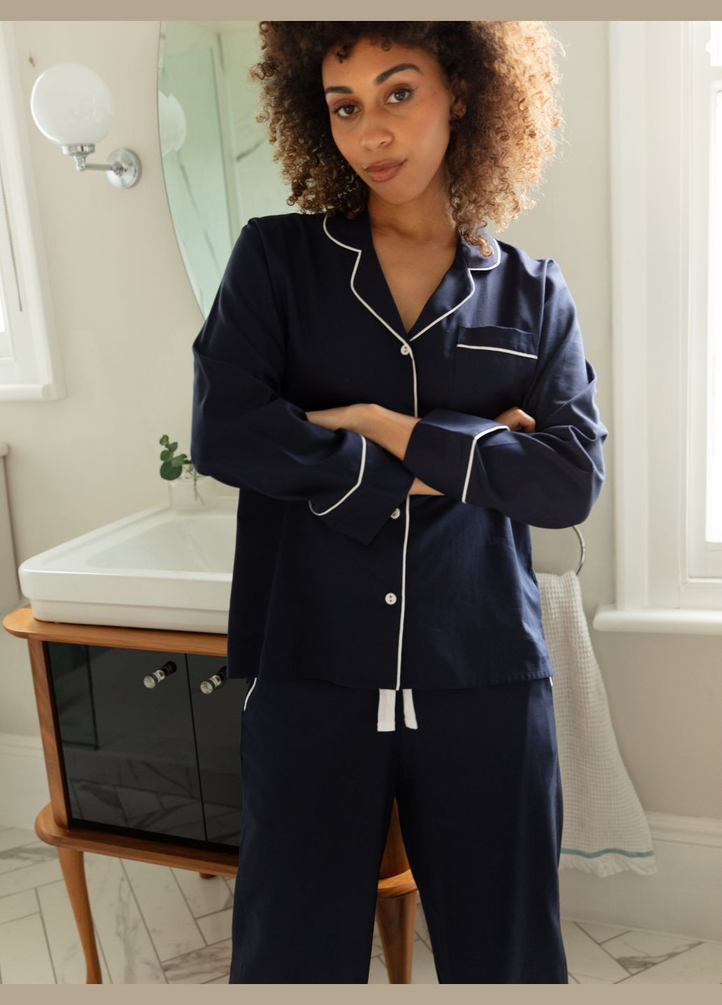 Темно-синя всесезон піжама жіноча 0602_nay кофта + брюки Cyberjammies Hotel