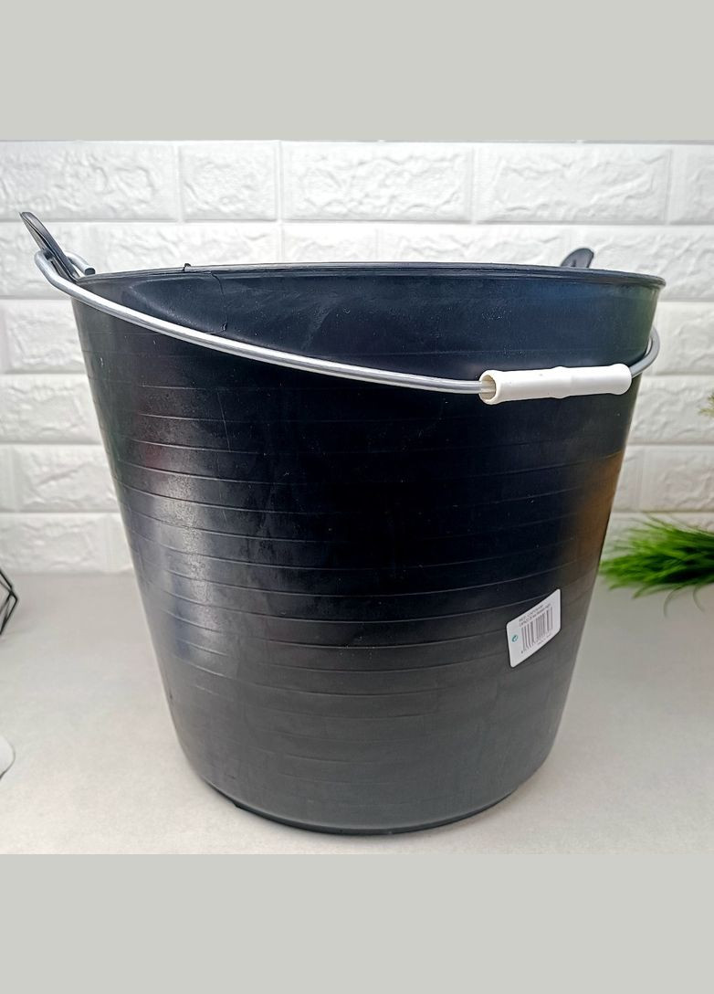 Большое эластичное резиновое цилиндрическое хозяйственное ведро 26 л Полімербит 17 ЛТД (303834641)