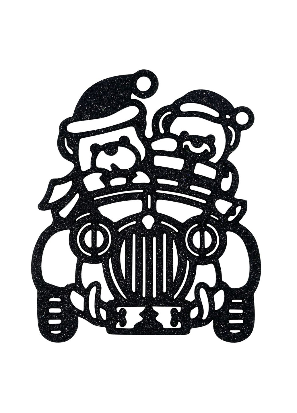 Новорічна підвіска Ведмеді на машині 2Д 12х10см рожевий MIS LT (365627326)