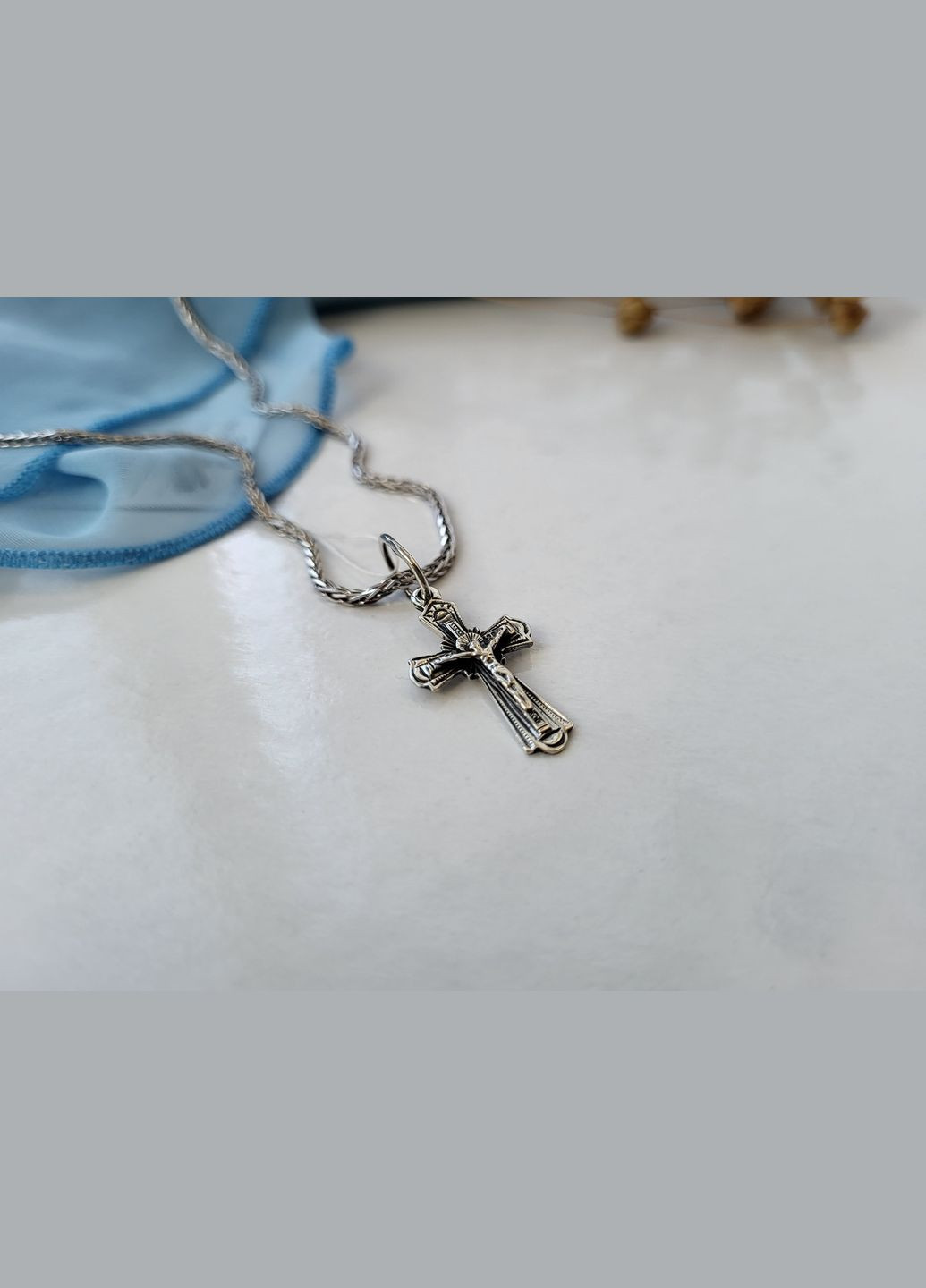 Серебряный маленький крест с распятием серебро 925 пробы Черненное 3112 1.50г No Brand (306743329)