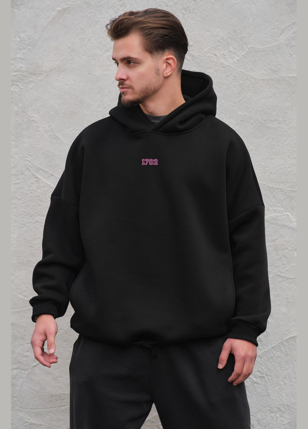 Чоловіче Оверсайз Худі Толстовка На Флісі З Капюшоном Та Принтом 1702 Pink Without (303360316)