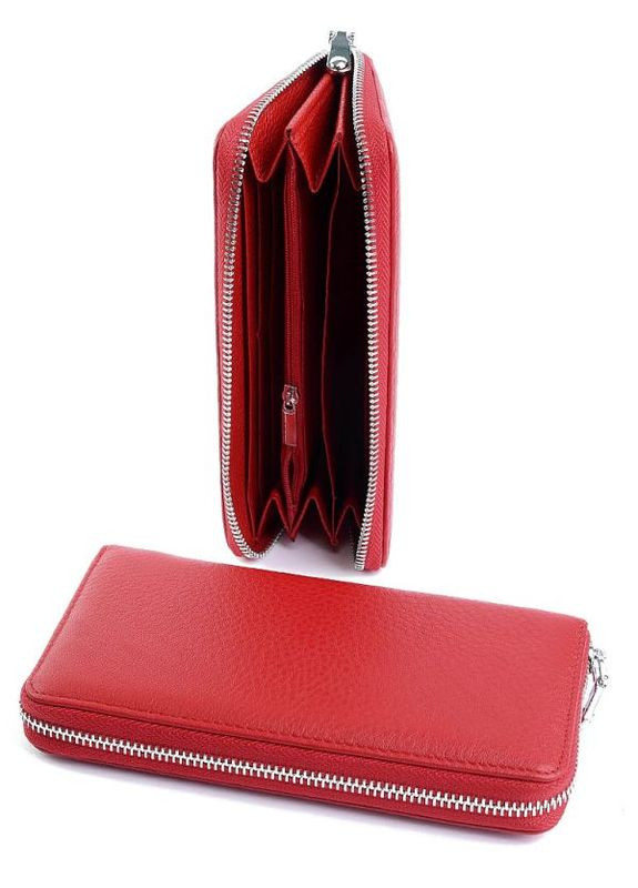 Кожаный женский кошелек красный No Brand (292920442)