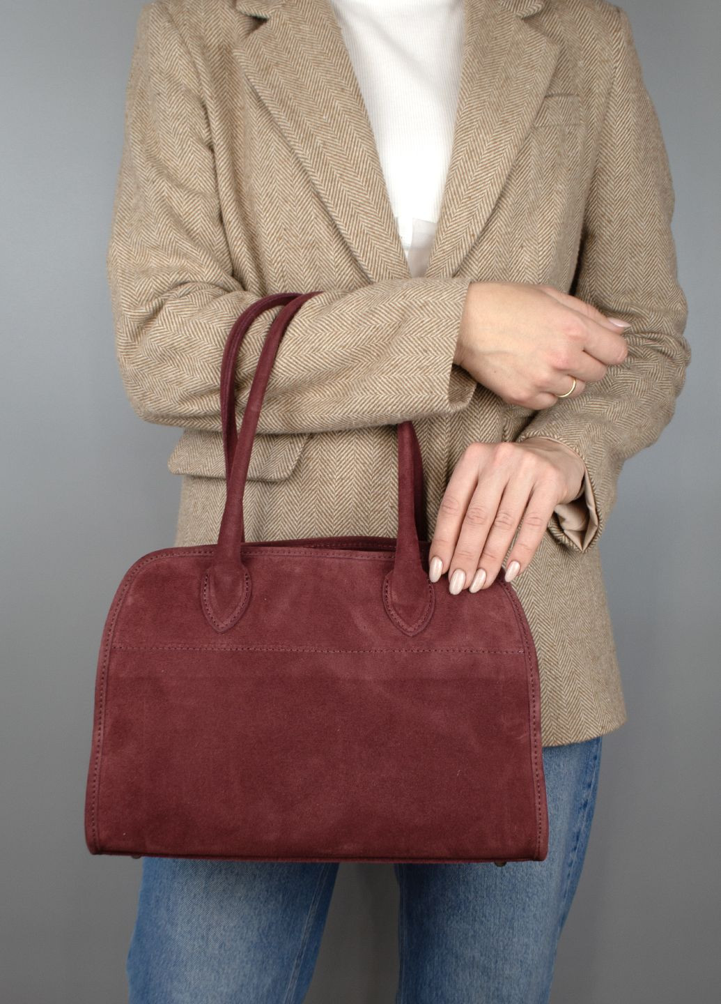 Сумка жіноча замшева 03802 з 2 ручками винна Virginia Conti (307381501)