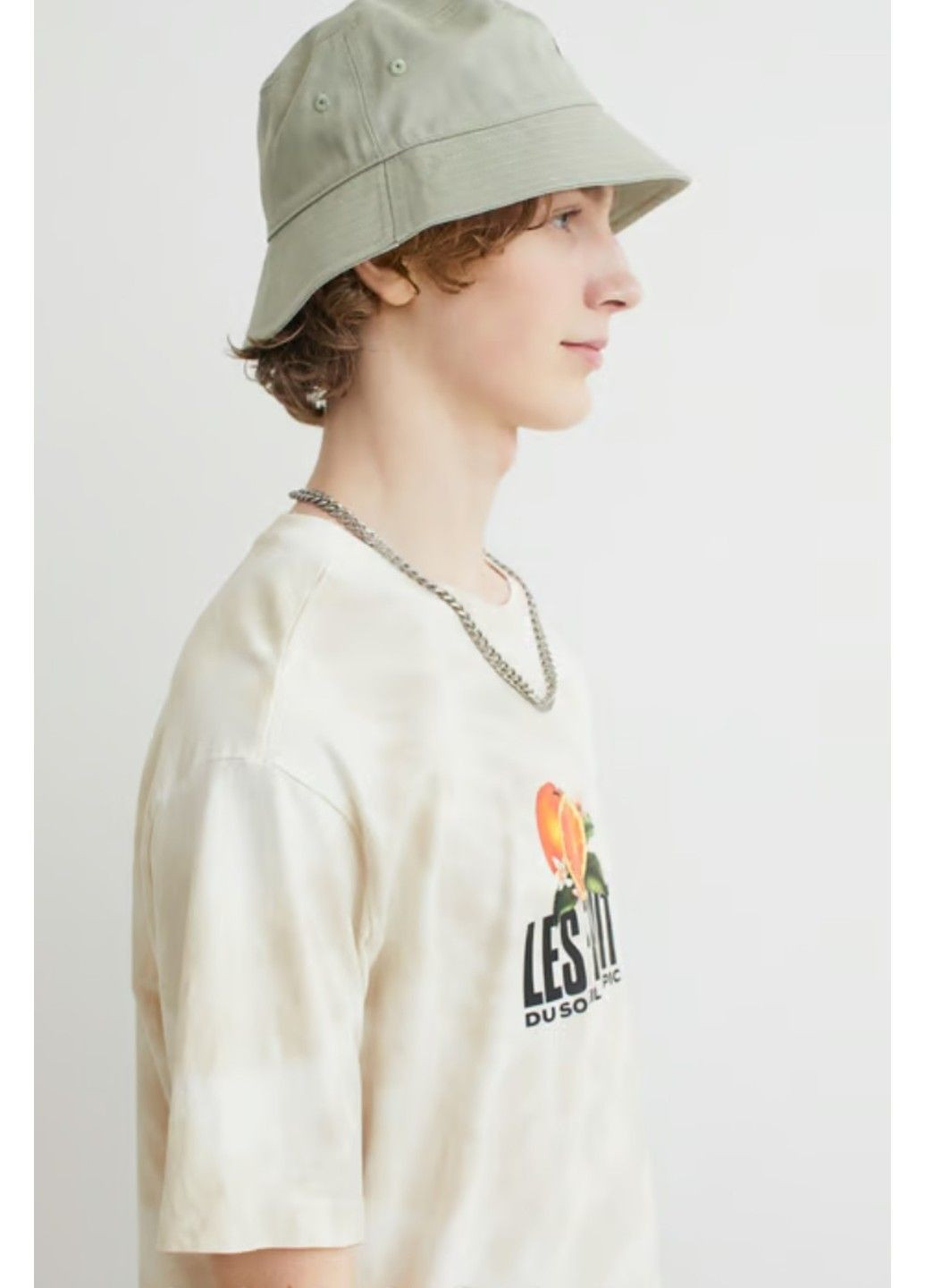 Светло-бежевая мужская футболка с принтом свободного кроя н&м (56756) xxl светло-бежевая H&M