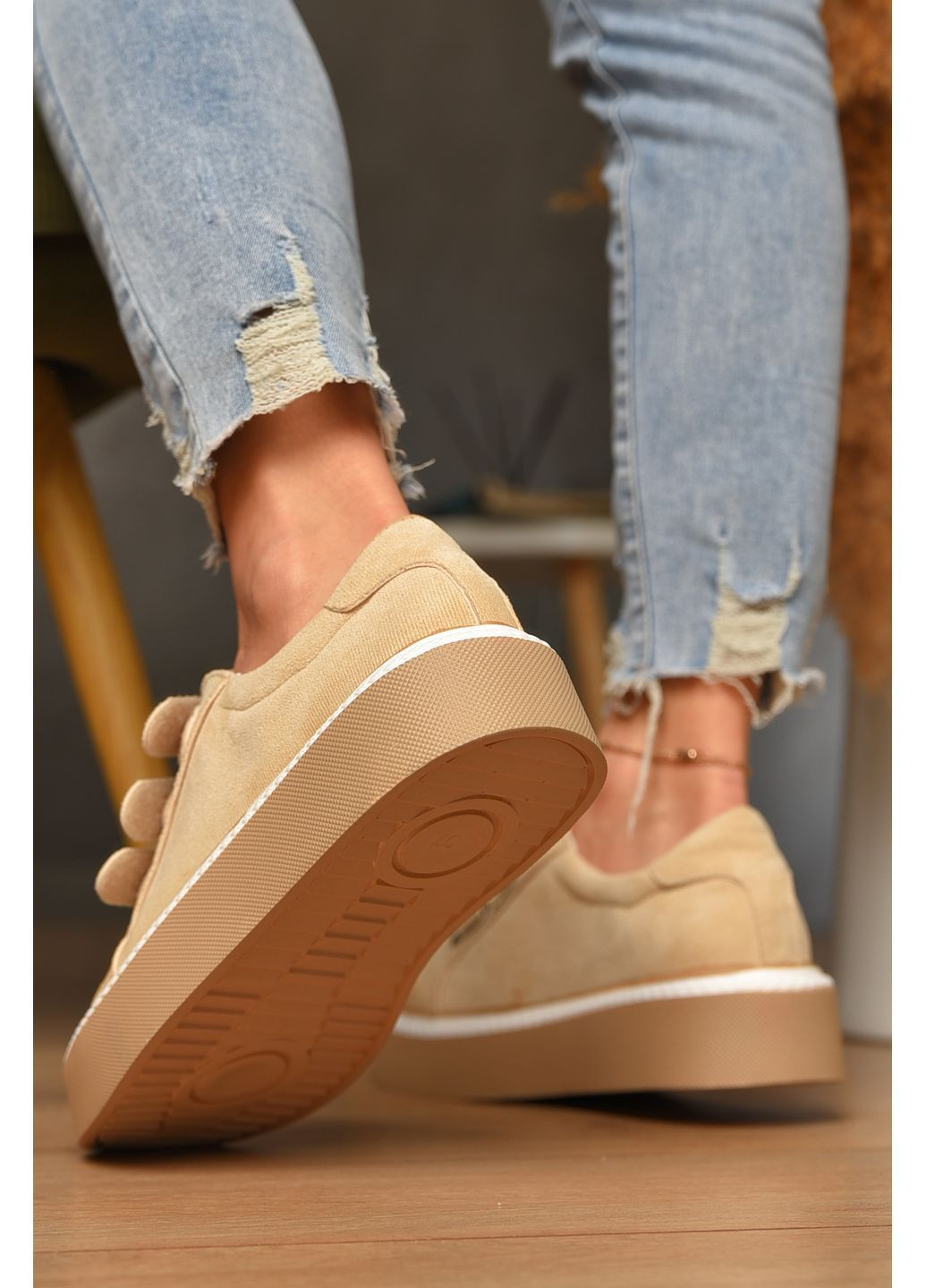 Кроссовки женские бежевого цвета Let's Shop бежевые демисезоны (364846412)