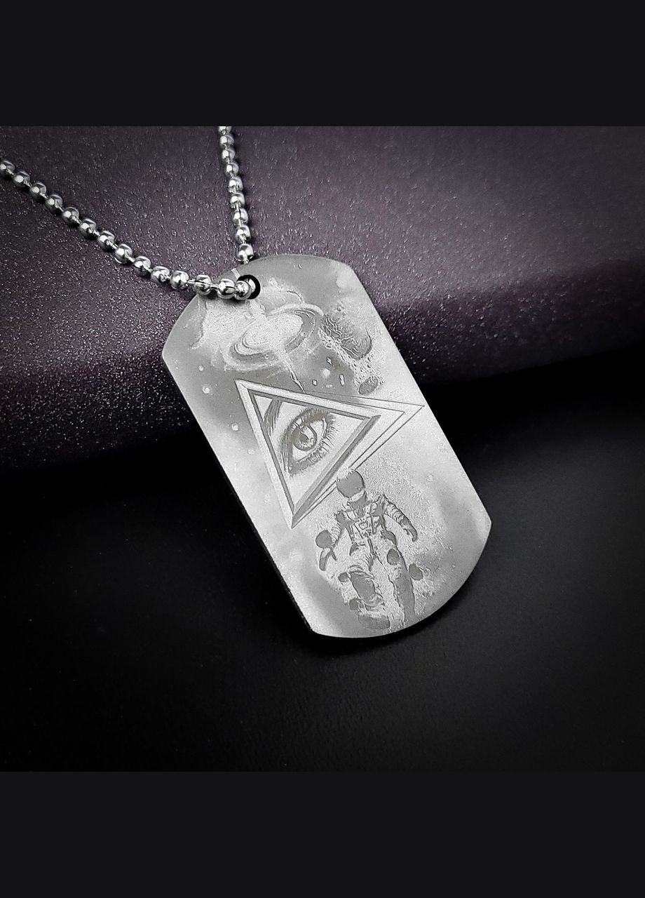 Амулет "Всевидяче око" з нержавіючої сталі з гравіюванням. Жетон 50х28х2 мм з лазерним гравіюванням Матовий, З двох сторін, З No Brand (333831337)