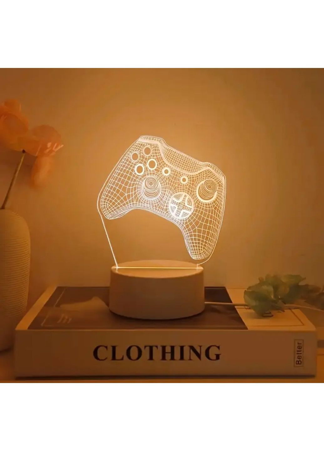 3D LED нічник "Геймпад" з підсвіткою — ідеальний подарунок для геймера Білий No Brand (355794653)