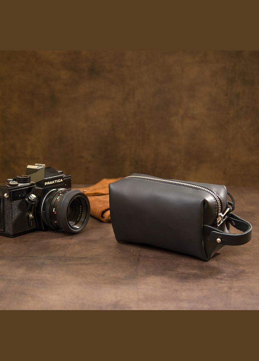 Шкіряна чоловіча косметичка GRANDE PELLE з ручкою на блискавці чорна (sku_11507) No Brand (328922355)