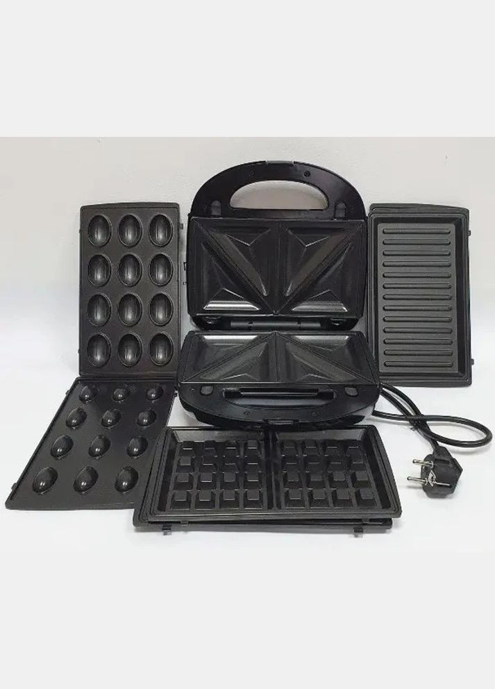 Електрогриль 4в1 мультимейкер RB-5408 бутерброди, горіхи, бельгійські вафлі, гриль 2200 Вт Rainberg (302588300)