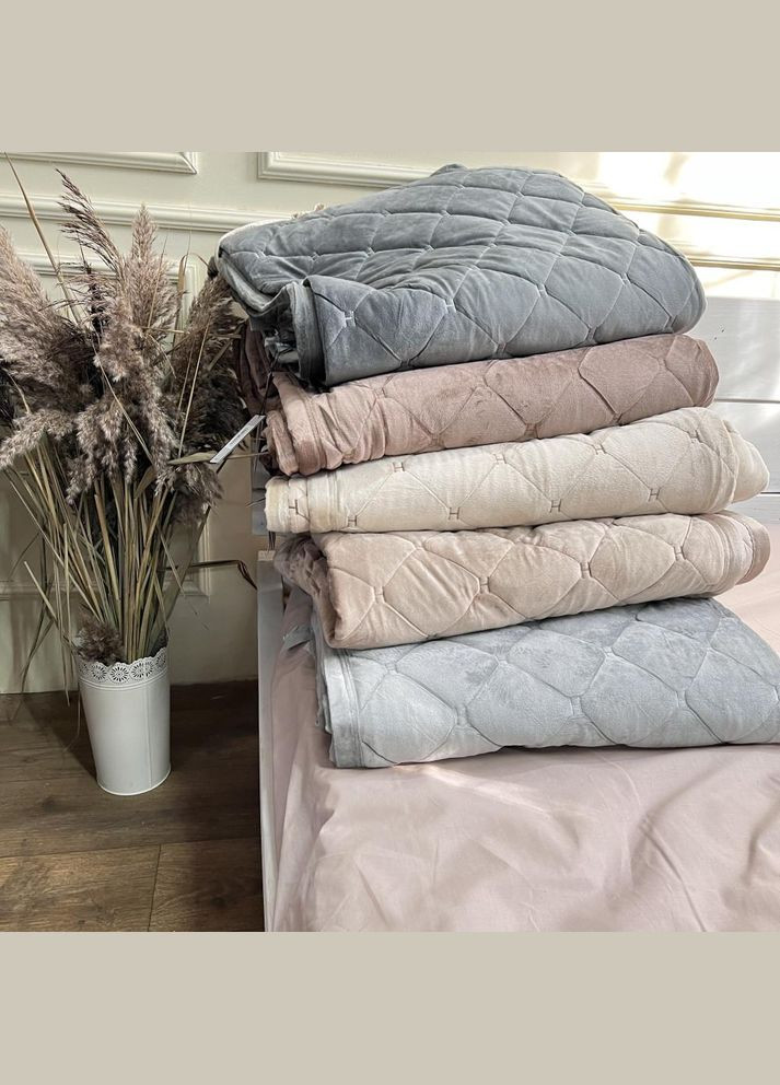 Плед покрывало Hermes 220х240 см Кава с молоком Велюр No Brand (323084358)