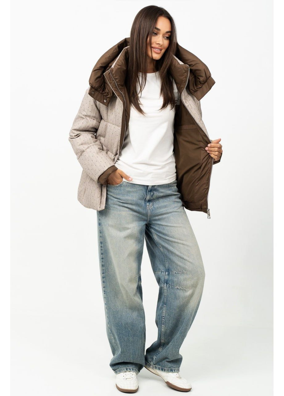 Бежева зимня куртка-пуффер спорт-шик Fodarlloy